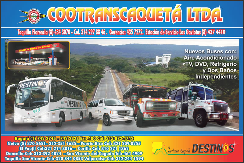 COOTRANSCAQUETA - DESTINOS
